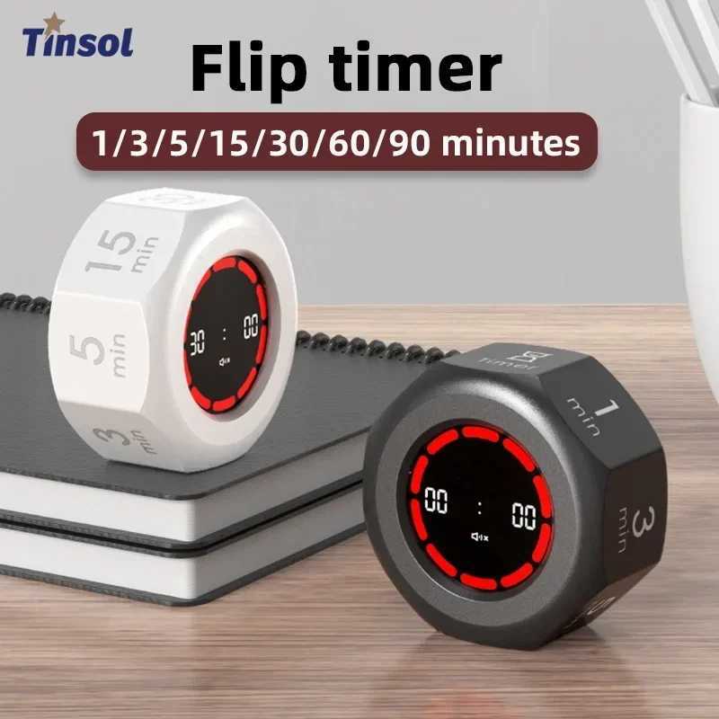 TINSOL Flip Timer Mini Visual Timer Gravity-Sensing Timer 90Minute 7-Preset Time Management Tool Ideal for He Study and Off C251209-image-1087828095