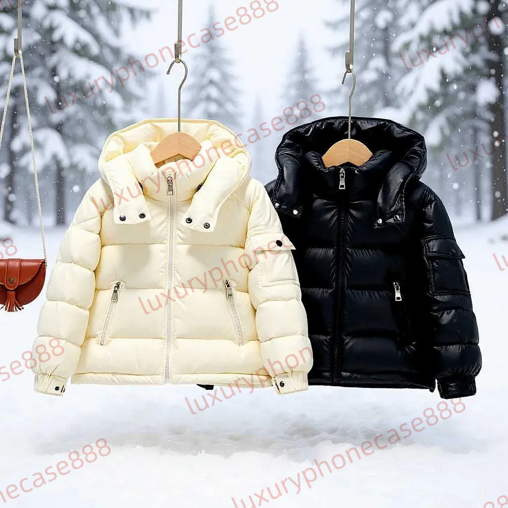 DHgate M embroidered badge Kid down jacket hoodie Big fur collar kids Designer clothes hooded Embroidered logo puffer coat kid jacket winter keep-image-1087720757