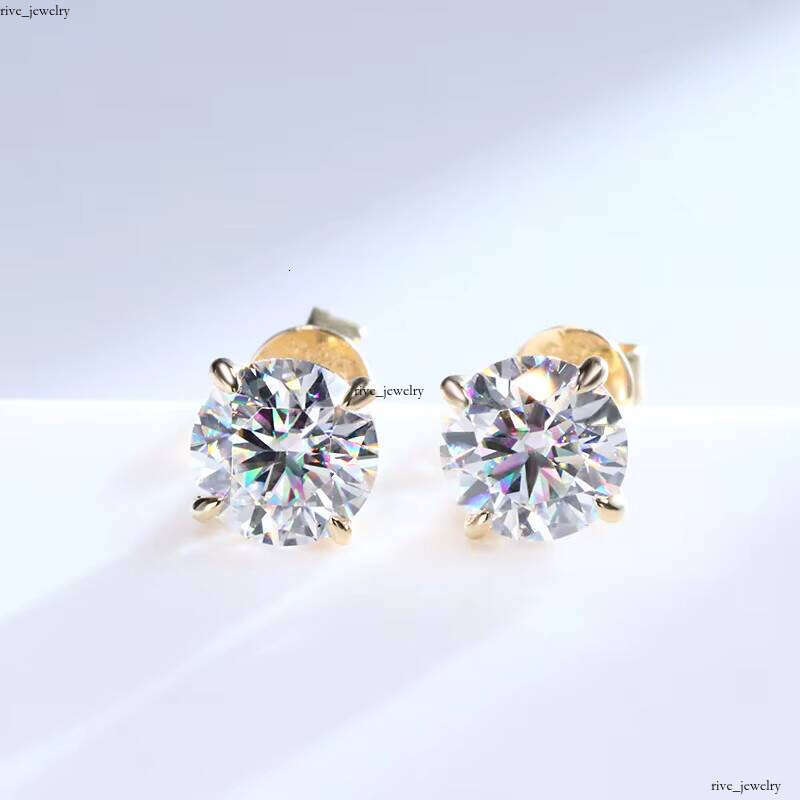 IGI Certificate Classic 4-Prong 14k Pure Gold Jewelry D VS1 Lab Grown VVS Moissanite Stud Earrings for Men and Women
