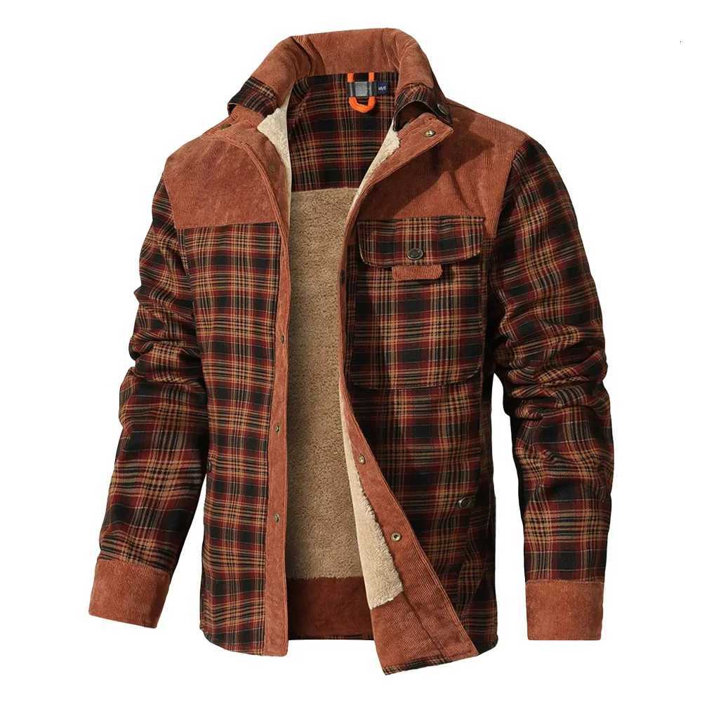 Mens Jackets Winter Windproof Warm Casual Bomber Coat Plaid Sherpa Lined Flannel Outdoor Classic Jacket Men US Size W251209