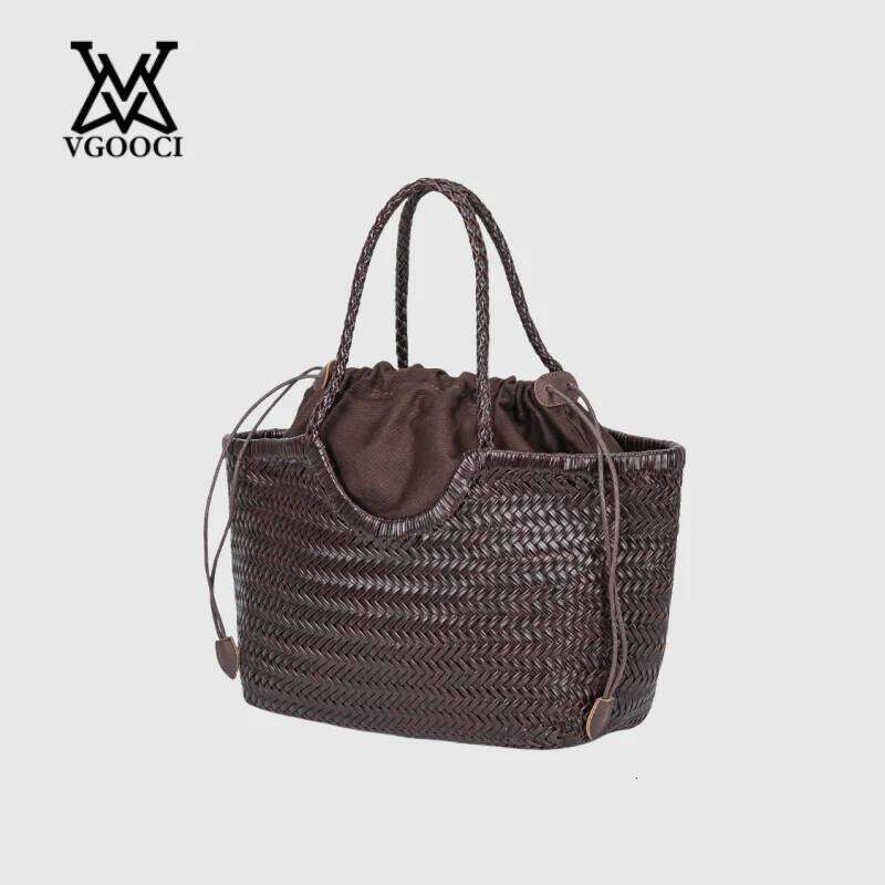 Women's Vintage Hand Knitted Designer Split Leather Large Shoulder Bag Elegant Handle Female Totes Luxury Brand Handbag Suotong1209