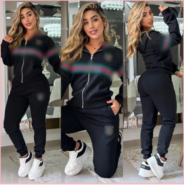 Luxury brand 2026 Embossing Tracksuits Sweat Suits Women Hooded Jacket and Pants Two Piece Sets Free Ship J5300