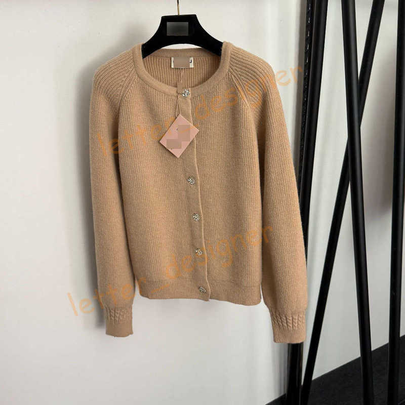 Designer Women's Sweaters 2025 Autumn Winter Comfortable Simple Rhinestone Flower Button Loose Lazy Round Neck Sweater Cardigan Shirt Top
