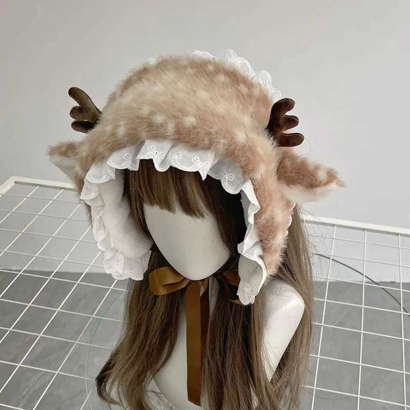 Winter Harajuku Elk Plush Scarf Christmas Gift Padded Warm Scarf Antlers Hairband Cosplay Cute New Year Decoration Accessories Z251209