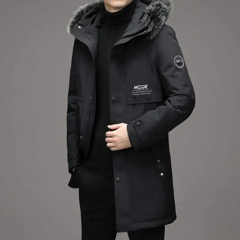 High Quality Down Jacket Fashion Mens Clothing Fur Collar Hooded Waterproof Coat Embroidered Korean Mens Wear 4XL 251203