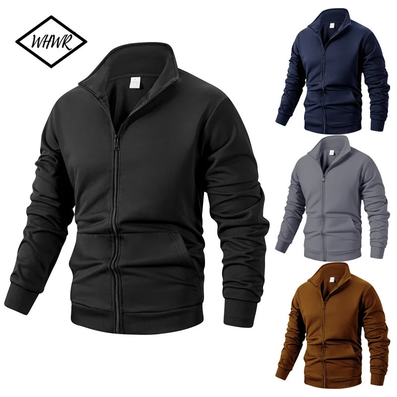 Mens Long Sleeve Zipper Jacket Coats Solid Color Autumn S-3XL Warm Sweatshirts Casual Baseball Jacket Outdoor Streetwear251205