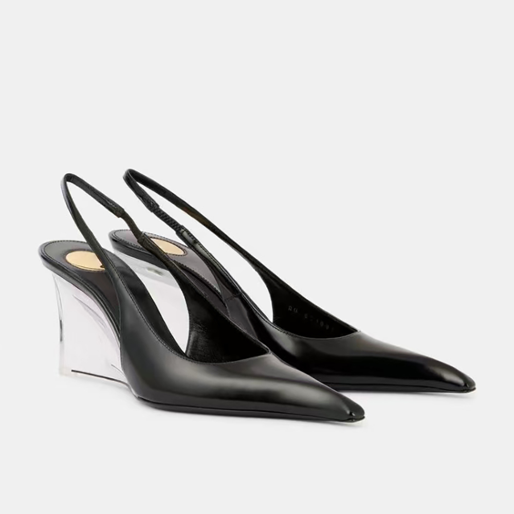 luxury patent leather wedge heel sandals high quality women slingbacks dress shoes business activities party evening shoes fashion high heels size 3