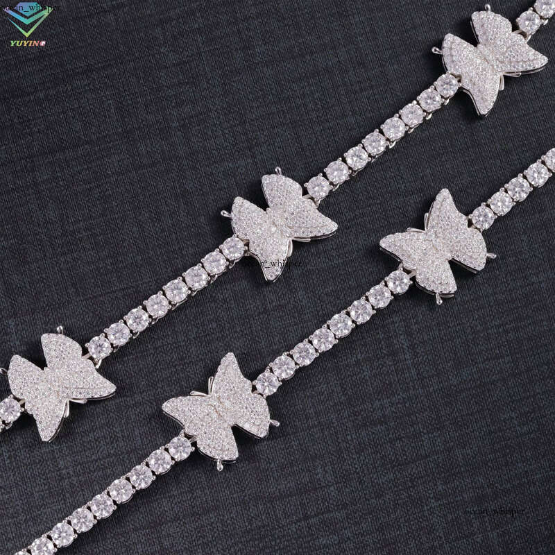 Beautiful Chihoshi 3mm Wide 925 Sterling Silver VVS VVS Moissanite Women's Necklace Butterfly Tennis Chain