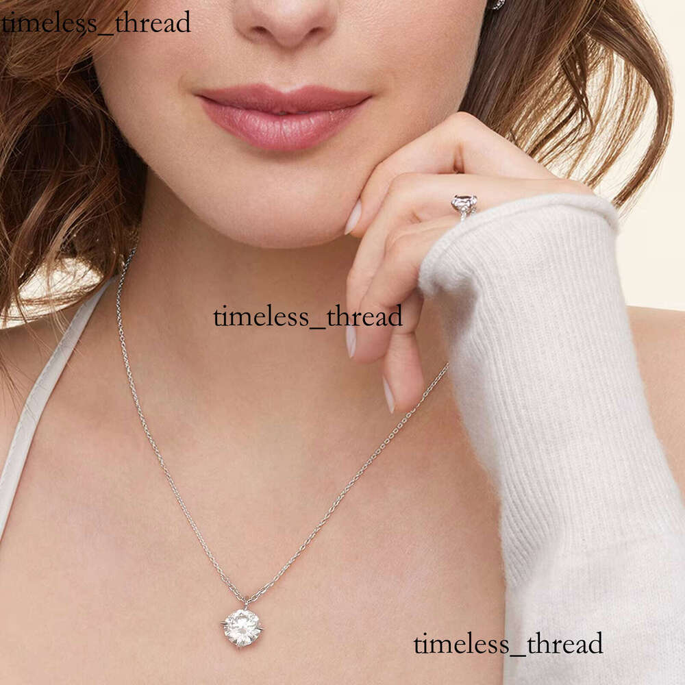 2 CT 1Ct Real 14k White Gold Plated S925 Sterling Silver Chain Carbon Silicon Stone VVS Moissanite Pendant Necklace for Women