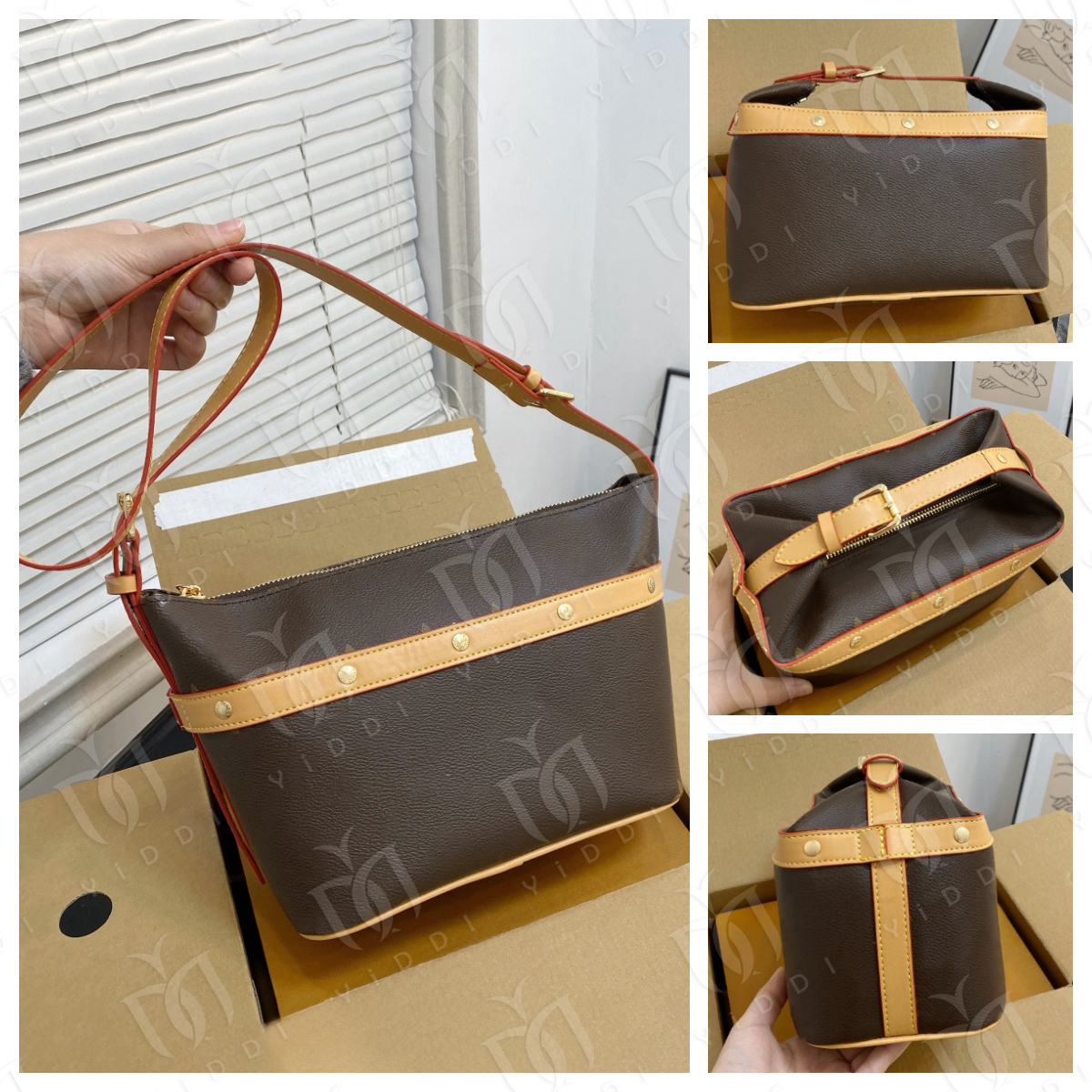 Luxury Designer mini pochette Wristlet bag for women Classic brown flower Shoulder bag Hobo Crossbody bag mini tote bag Multifunctional small handba