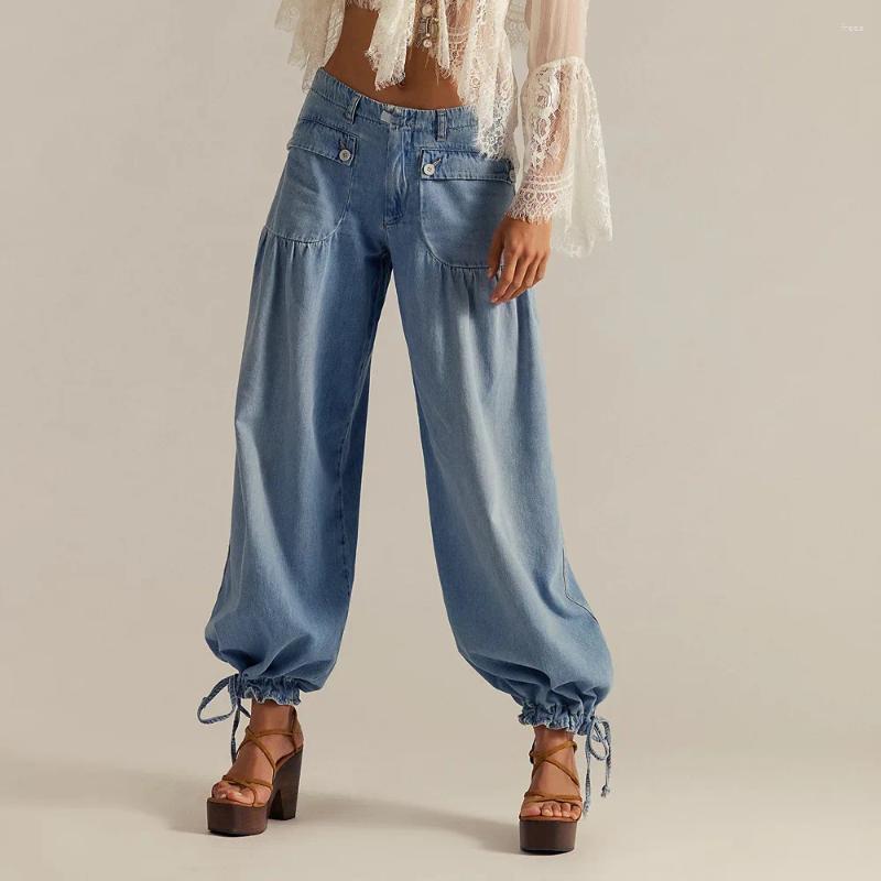 Jeans da donna Canwedance Free Style Donna Boho Pantaloni a fiori in denim a vita media Pantaloni vintage High Street lavati Basic People Hippie Jea