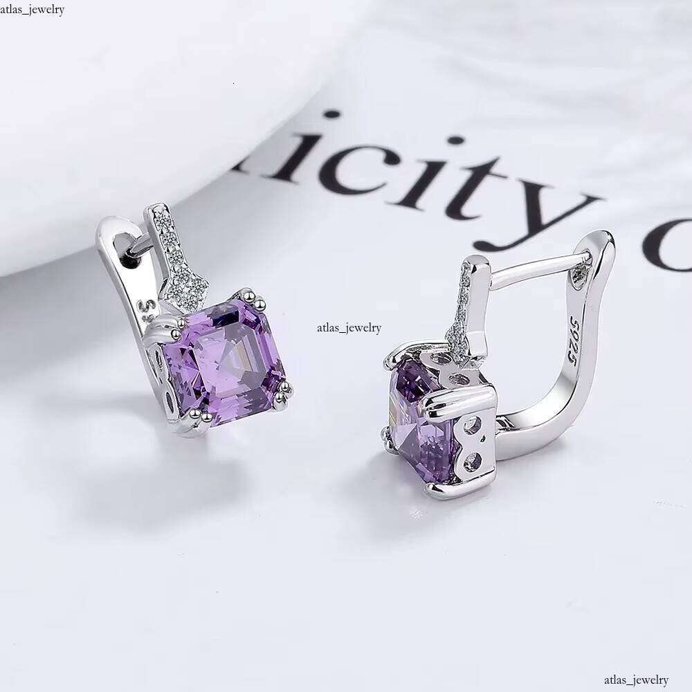 silver Square VVS Moissanite Earrings for Women Korean 925 Silver Needle Ear Clips Fashion Jewelry