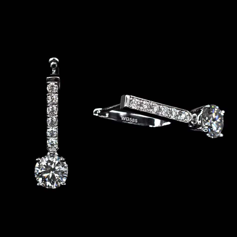 Custom 10k 14k Pure Gold IGI Certified Lab-Grown Round Brilliant Cut 1ct VVS Girl VVS Moissanite Earrings