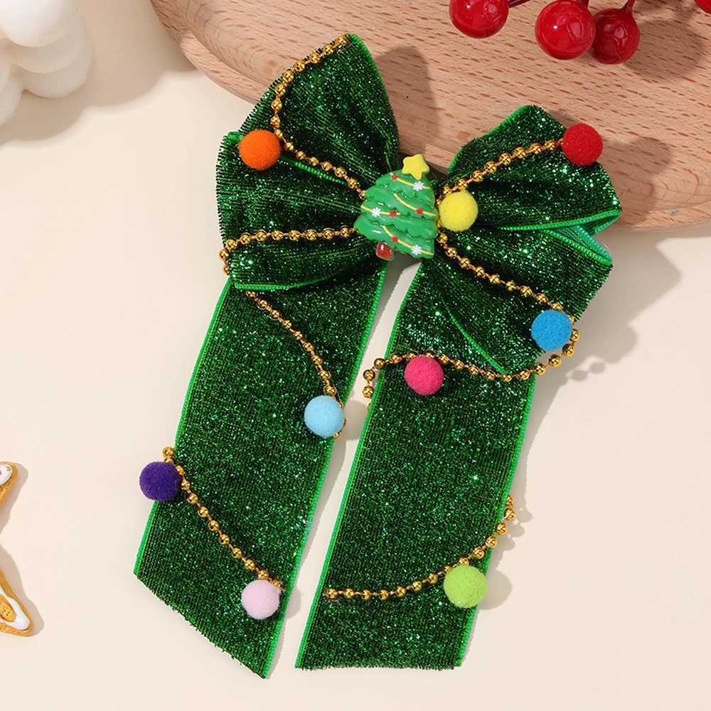 New Year Christmas Bow Hair Clips Christmas Tree Decoration Hairpins Glittery Colorf P Ps Barrette For Girls Accessories X251209