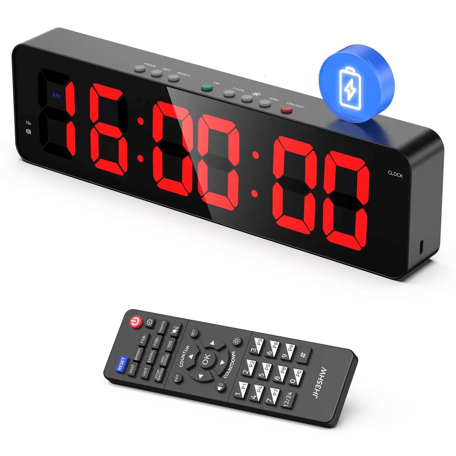 Gym Timer with Remote 12x 35tra-Clear Interval Time Timers with LED Countdown/Up Wall Clock Power Fitness Timer Stopwatch C251209-image-1087828159