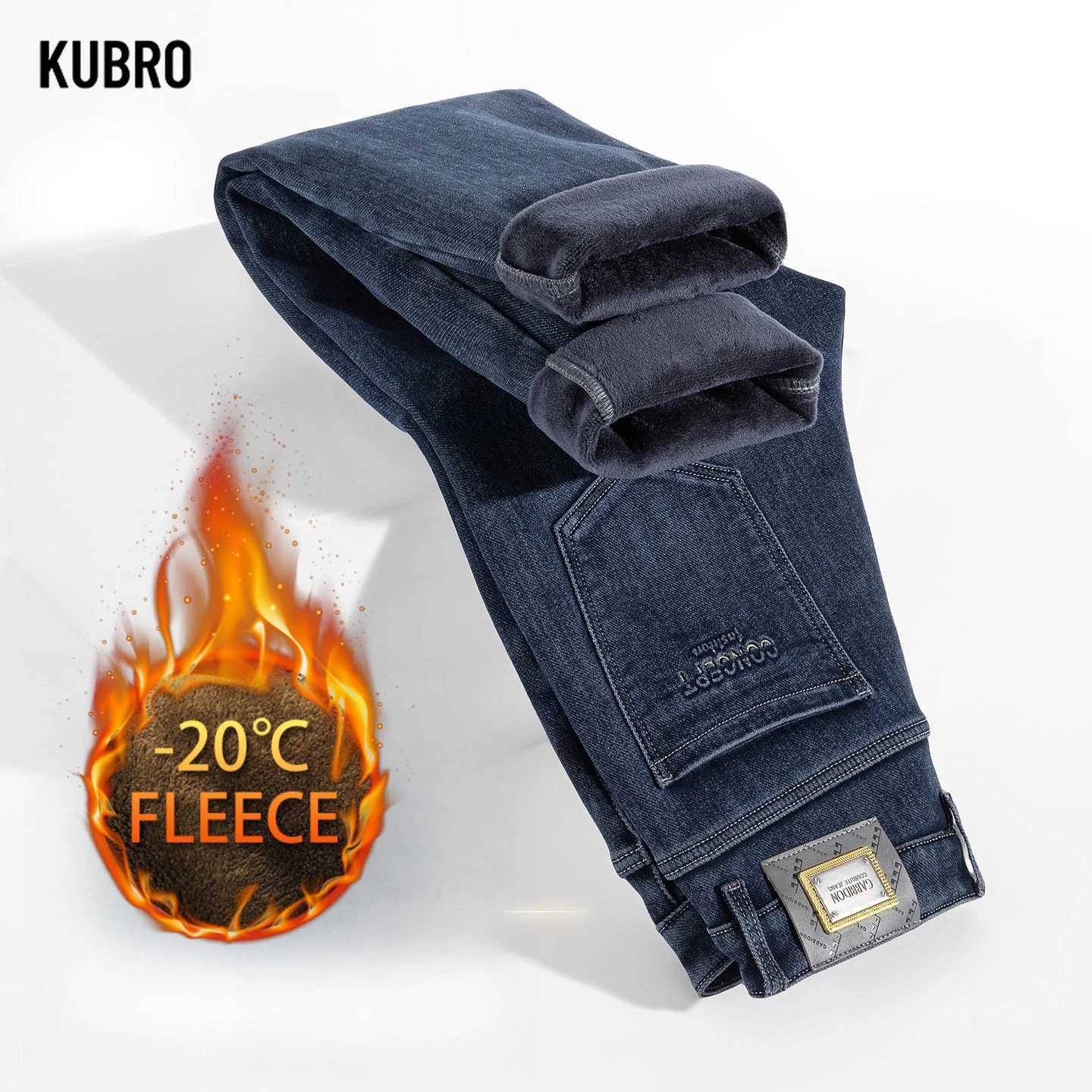 The New Autumn and Winter Style of Fleece Warm Stretch Versatile Slim Straight-leg Mens Jeans Is Casual and Versatile Jeans Man M251209