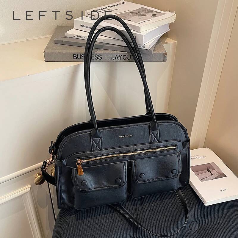 LEFTSIDE PU Leather Shoulder Bags For Women 2025 Luxury Designer Brand Trend New Crossbody Bag Females Short Handle Handbags