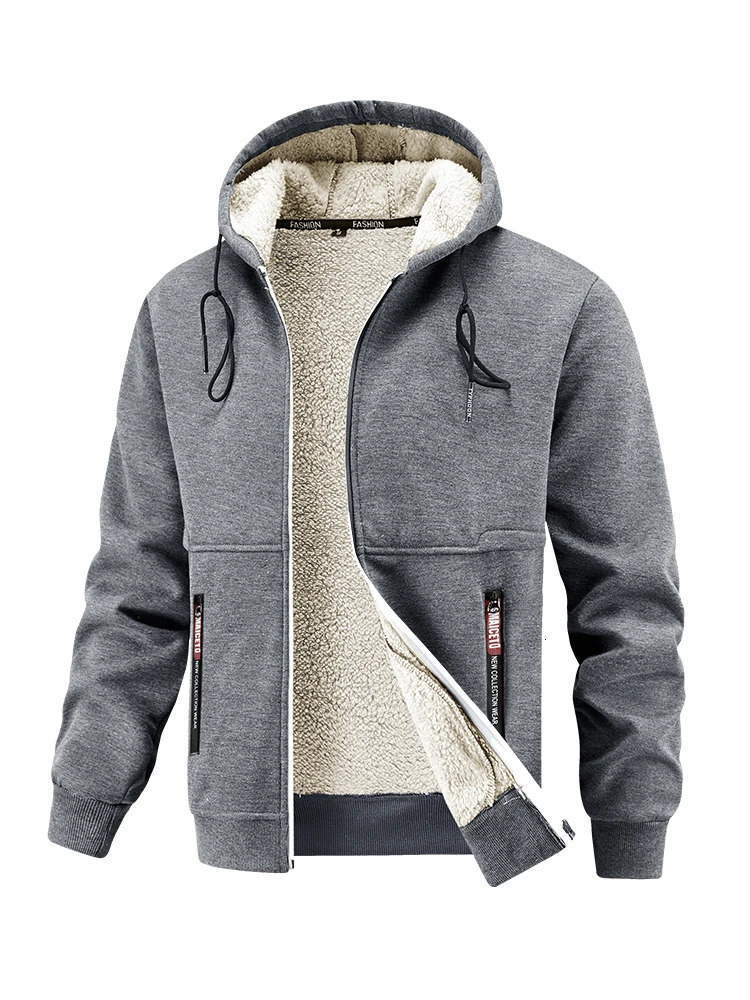 European size winter lamb wool thick coat mens outdoor sports and leisure multi color selection thick hooded jacket top 251205