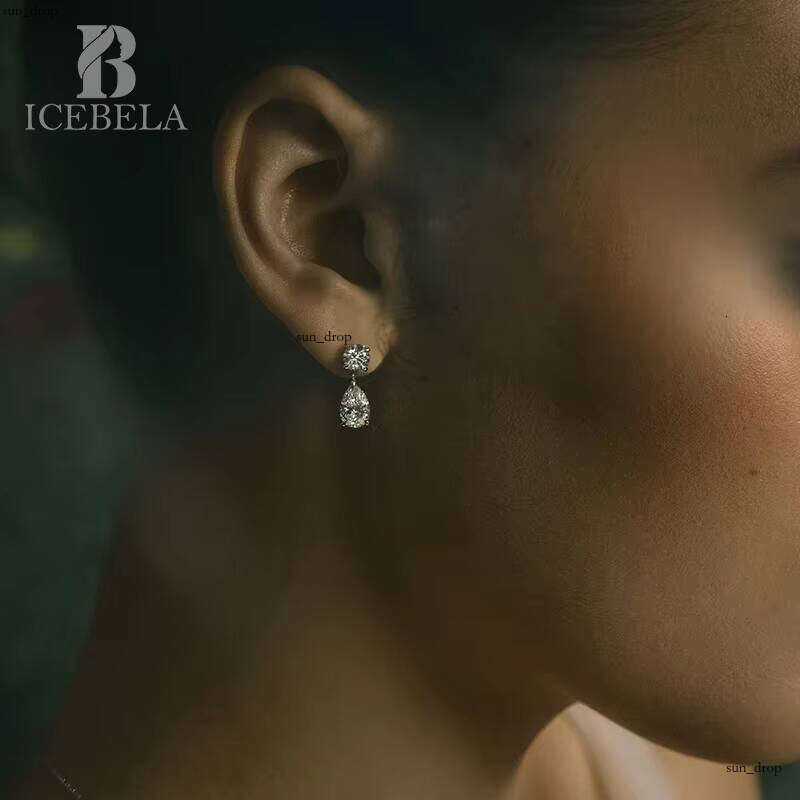 Wholesale Fashion 925 Sterling Silver Floral Transparent VVS Moissanite Water Drop Women's Luxury Boutique Jewelry Earrings