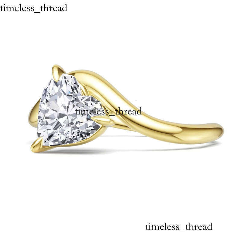 Original High-End Jewelry Simple Daily Wear Gold-Plated 925 Silver Heart VVS Moissanite Wave Women's Wedding Ring
