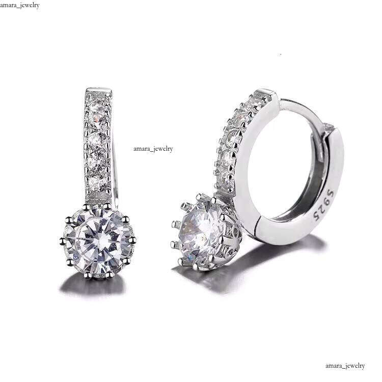 VVS Moissanite Fashion Solid 925 Sterling Silver White Paved Crystal Earrings Women's Jewelry