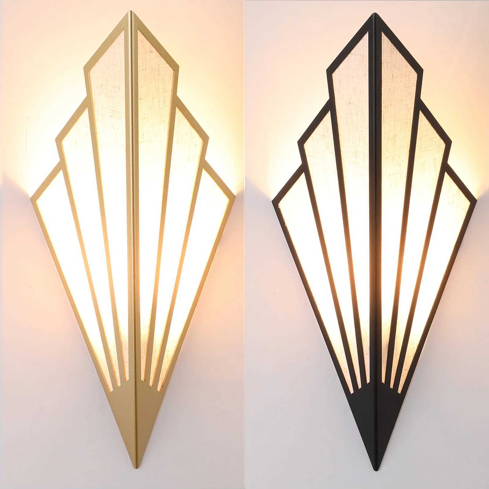 LED Vintage en forme d'éventail applique murale fer Art déco appliques murales en lin support mural lampe minimaliste E14 pour salon chambre M251