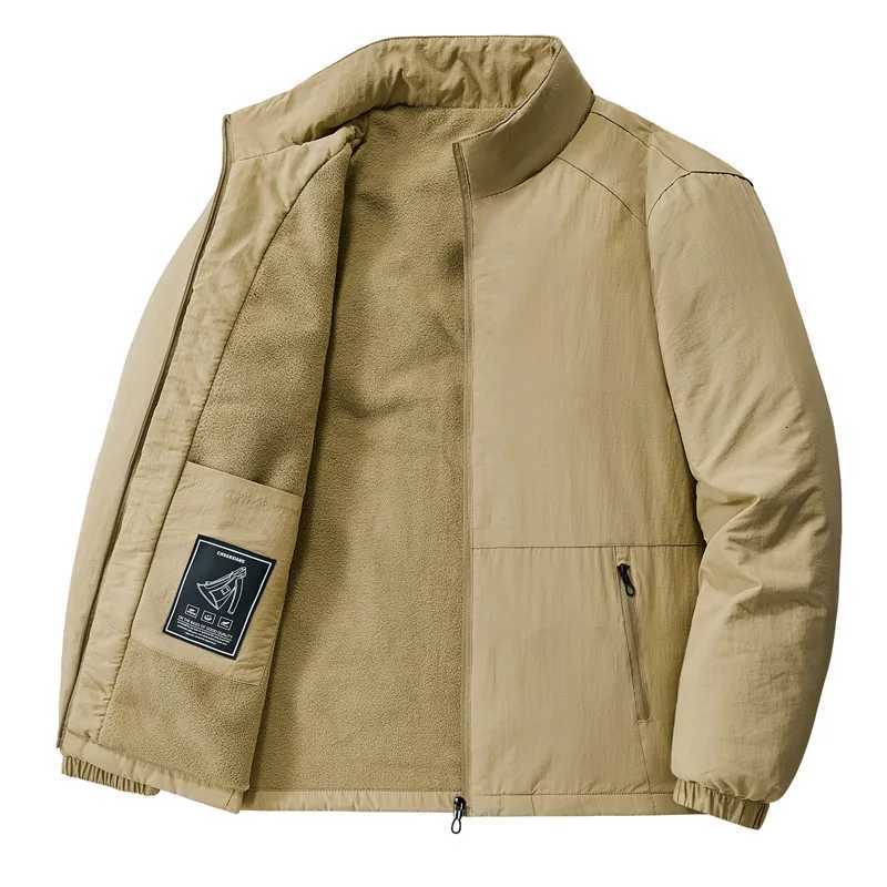 Fleece jacket for men thick and warm down jacket for autumn and winter outdoor windproof sports work jacket casual mens wear W251209