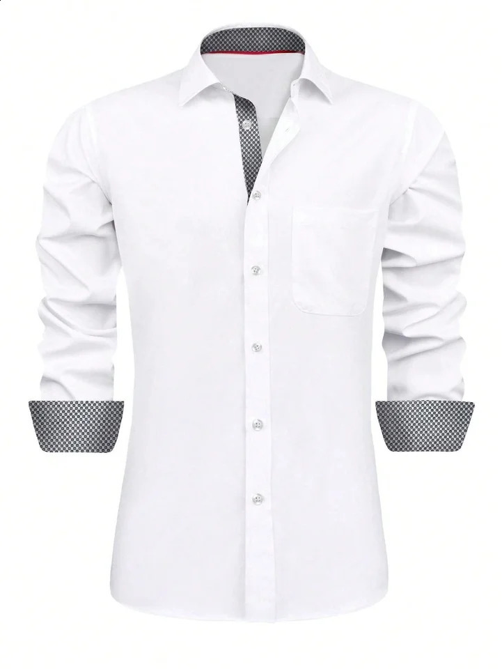 Mens Casual Long Sleeve Stretch Dress Shirt Wrinkle-Free Regular Fit Button Down Shirts 251205