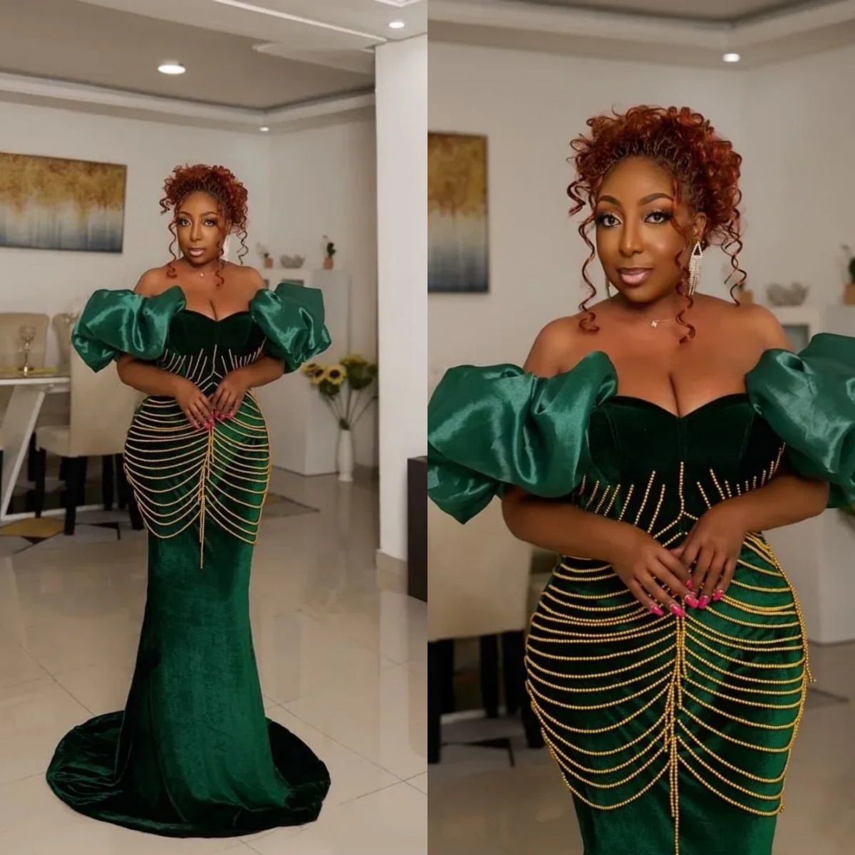 Abito da sera a sirena di design che borda spalle scoperte senza maniche abiti da ballo sexy abiti da festa lunghi fino al pavimento in velluto pers