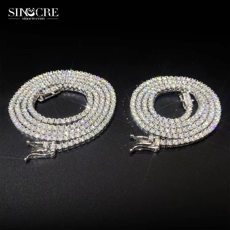 2mm Tennis Sinocre China Factory S925 Sterling Moissanite 924 Silver Chain