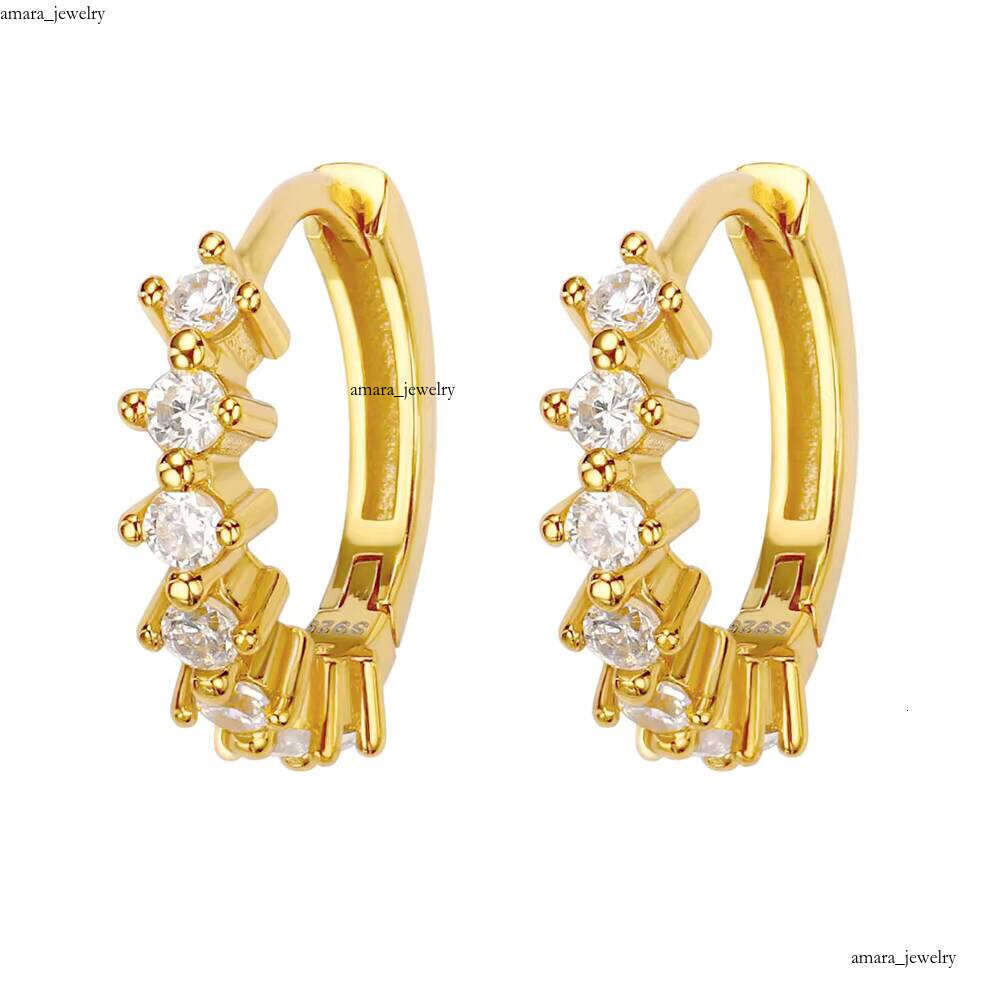 Fashion Wedding Party Gift Small Accessories 925 Sterling Silver Children's Earrings Geometric Gold-Plated Shiny VVS Moissanite Hoop