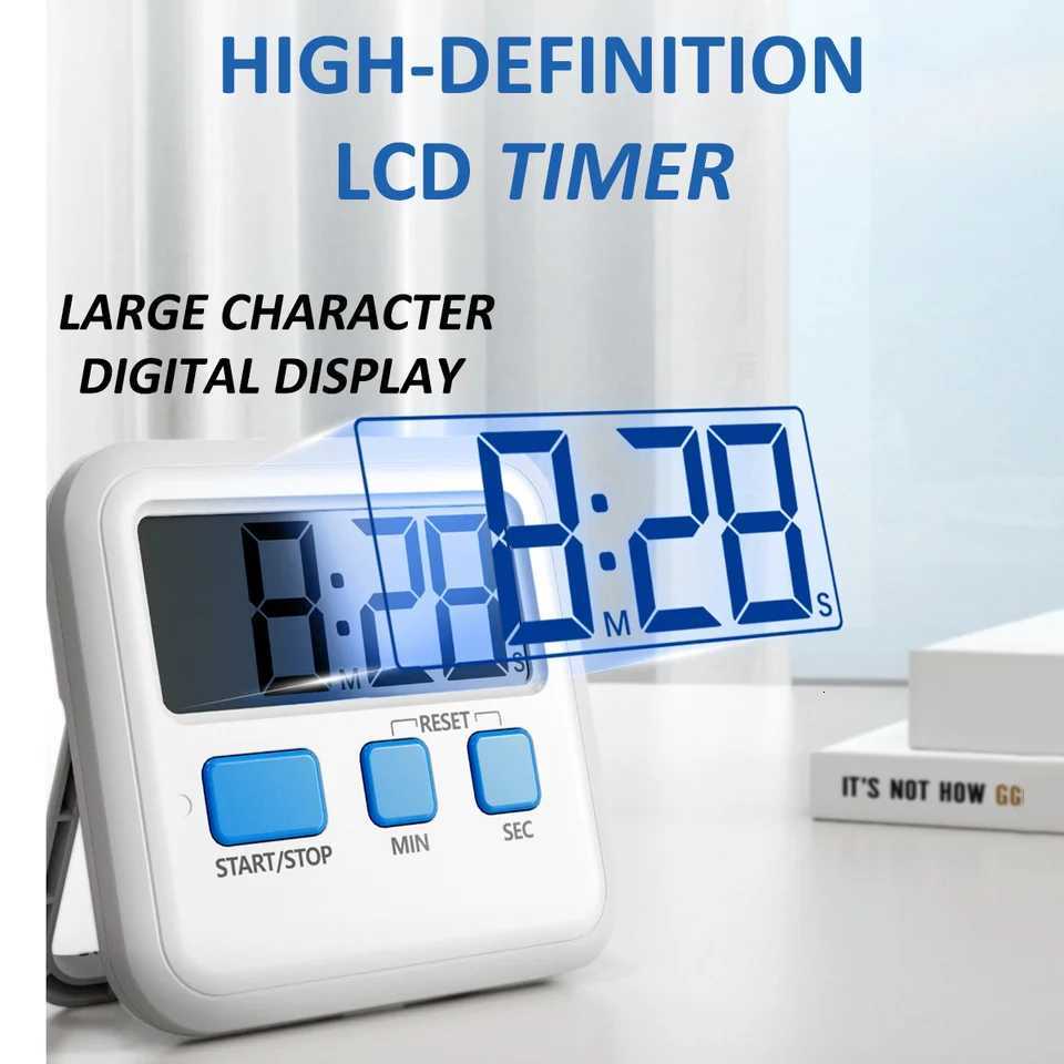 New Magnetic Digital Kitchen Timer Large LCD Display Silent Countdown Desktop Timer 99 Minutes Reminder Clock for Study Cooking C251209-image-1087828940