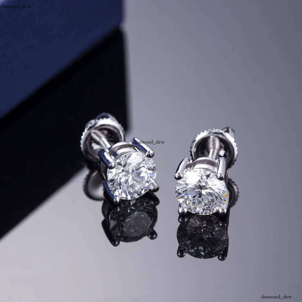 MiShang 18k Stud Jewelry IGI CVD Round Brilliant Cut 1ct Lab VVS Moissanite Earrings Customization