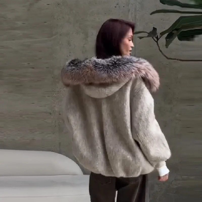 Womens Vintage y Faux Fur Collar Coat Long Sleeve Pocket Furry Jackets Commuter Clothing Casual Clothes 251209