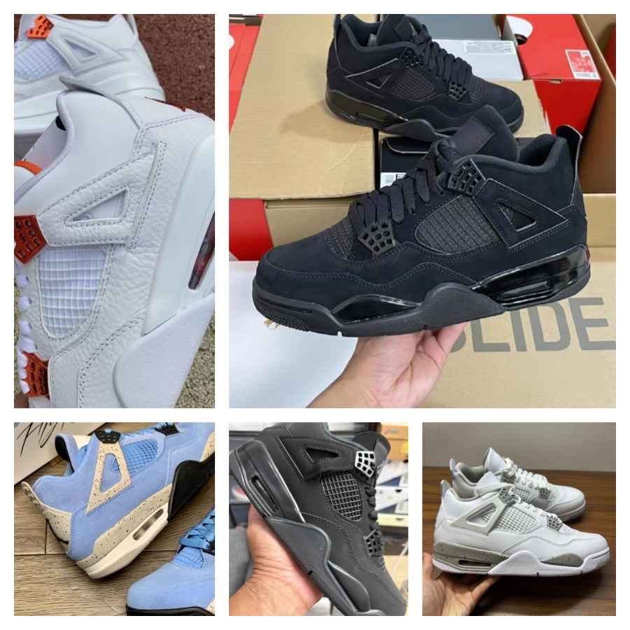 2026 Designer 4s Men Basketball Shoes 4 Black Cat Military Blue Canvas Red Thunder University Blue Thunder Pink Cactus Jack Trainers Sneakers 36-47