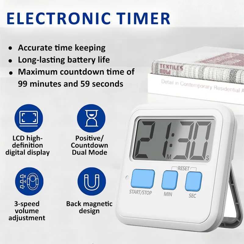 1PC LCD Digital Kitchen Timer Magnetic Positive/Countdown Electronic Timer Clear Childrens Self-control Reminder Kitchen Gadget C251209-image-1087828607