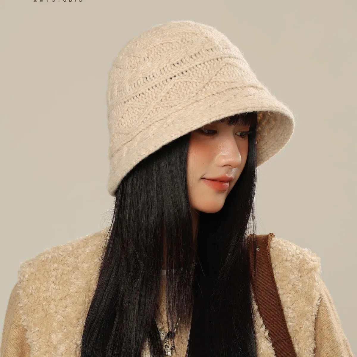 Womens Bucket Hat Knitted Fisherman Cap Autumn Winter Hats For Women Solid Color Casual Foldable Bob 251205