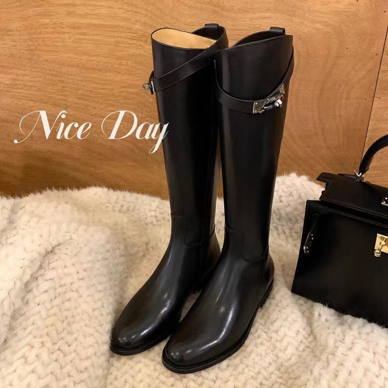 Botas altas de tacón grueso con cremallera lateral para mujer, botines coreanos multifuncionales, adelgazantes, con cierre inclinado, edición Otoño