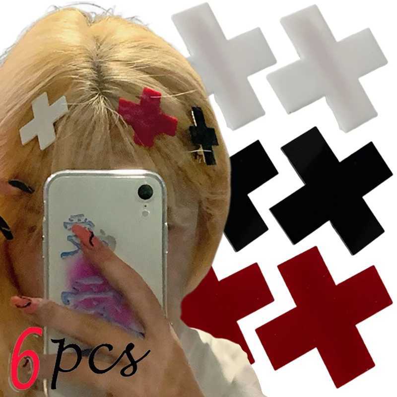 Y2K Red Cross Hair Clip Punk Gothic Hip-hop Charm Black Cross Barrettes Girls Cosplay Bobby Pin Vintage Hairpins Cool Unique X251209