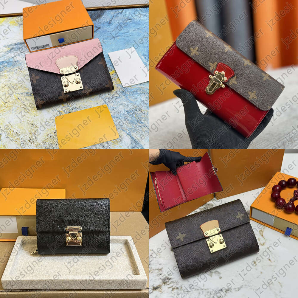 Classic Locking Metal Snap Wallets Designer Wallet Luxury Womens Card Holders Pocket Coin Purse Pouch Men Key Billfold Hand Bag Clutch Bag Passport