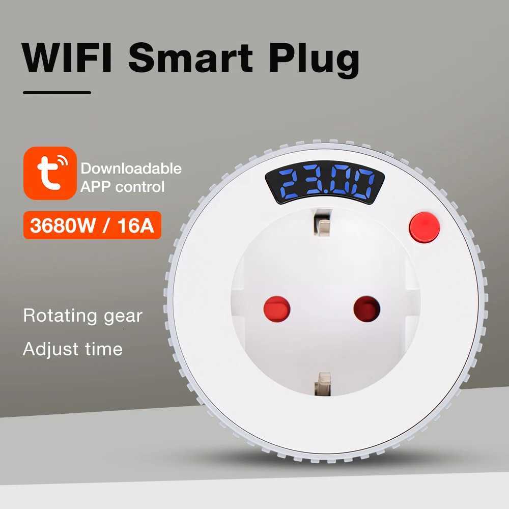 Tuya WiFi Timer Socket 24Hours Timing Smart Plug LCD Sn Display Charging Protector Countdown Timer Switch Rotating Adjust C251209-image-1087828541