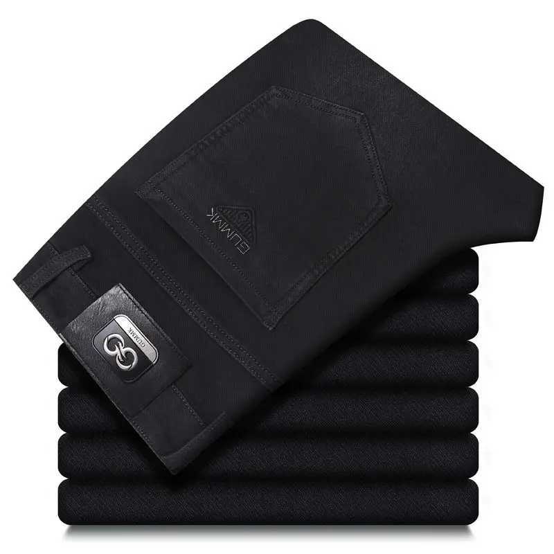 Autumn Winter New Style Mens Jeans Casual Straight Fashion Black Denim Trousers Male Brand Clothing Slim Fit Thick Denim Pants M251209