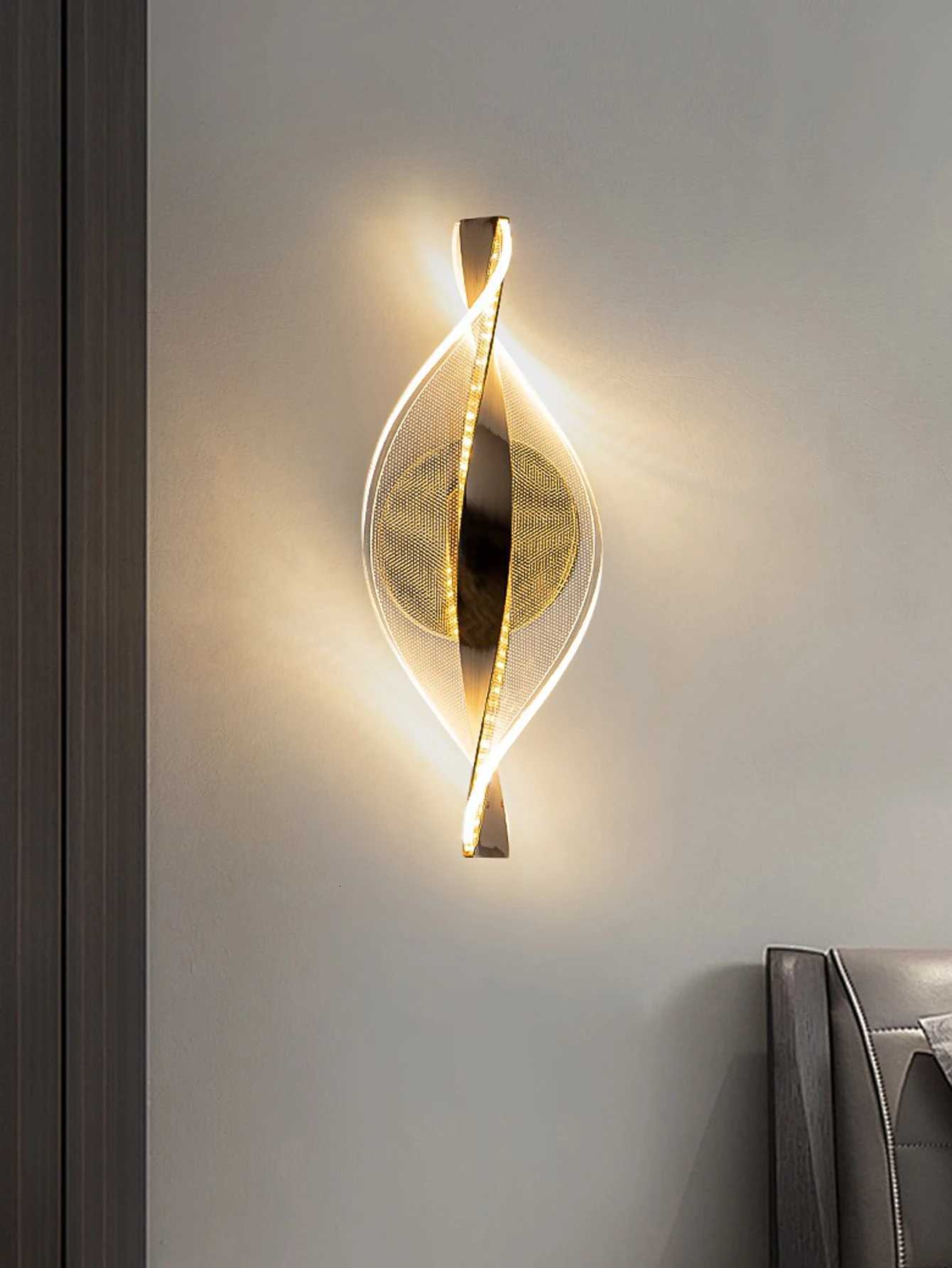LED moderne 1 PC or/noir acrylique applique lustre couloir chambre salon lampes de chevet décoration de la chambre articles de décoration murale