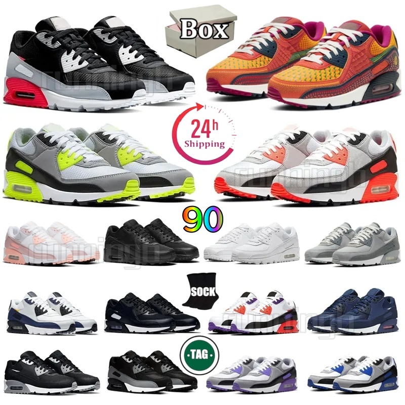 Designer 90 90s Running Shoes Triple White Black UNC Mesh Leather Gum Surplus Safety Orange Grape For Mens Womens Outdoors Sport Sneakers Trainers W