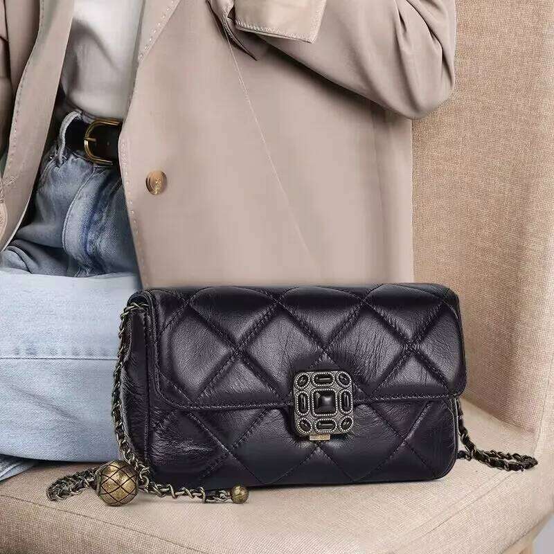 Bag Women Real Leather Summer Shoulder Women S New Small Golden Ball Diamond Chain Messenger Bag