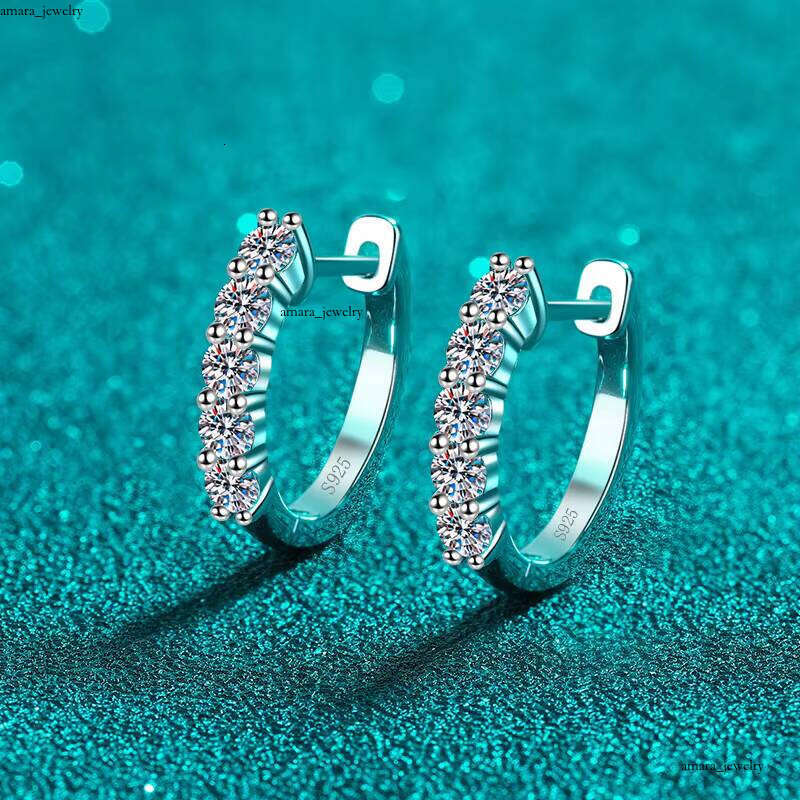 Wholesale 925 Sterling Silver Mosa Stone Earrings for Women Small Row Full VVS Moissanite Hoop Jewelry Factory Direct Sale