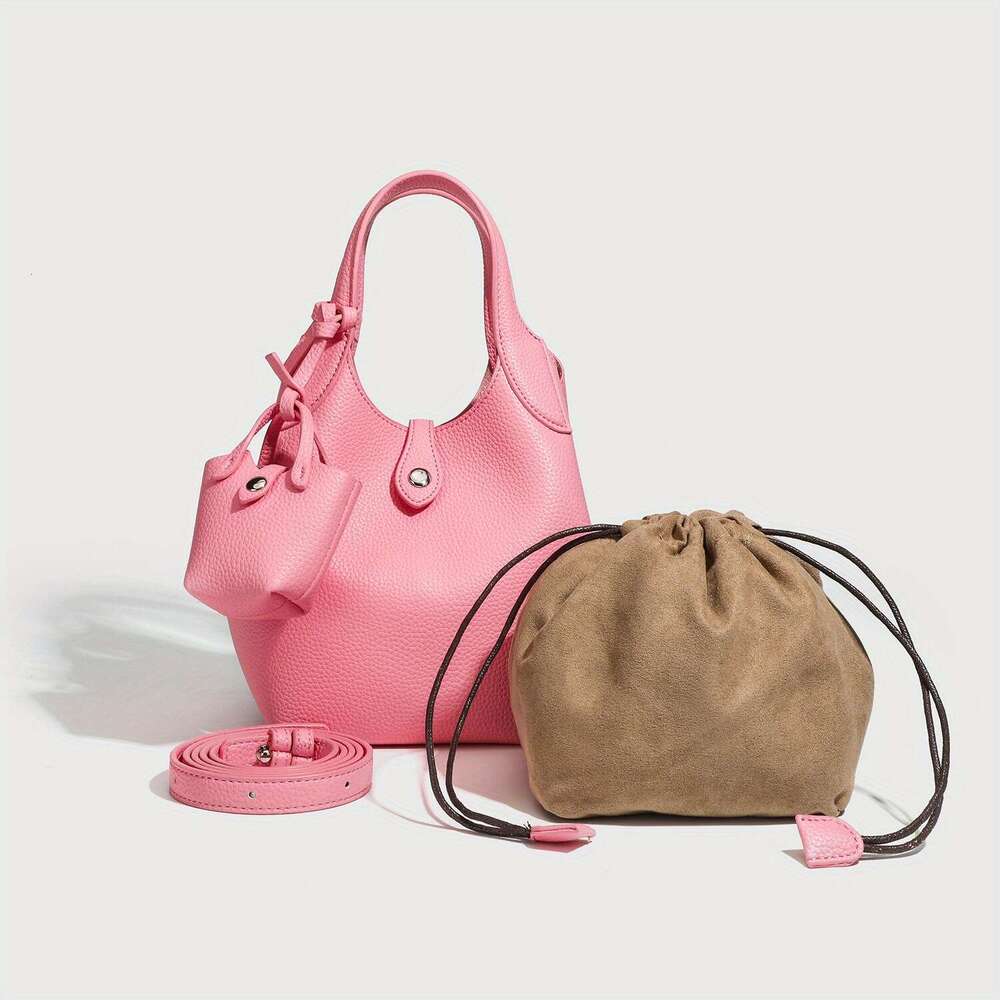 Hollow Out Korean Style Fashion Bucket For Women New Simple And Versatile Shoulder Bag Textured Trendy Commuting Crossbody Bag