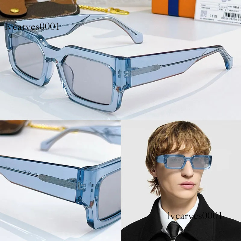 26ss Spring Men New Clash Low Designer Square Shape Acetate Blue Frame Fashionable Bold Style Forward Design Classic Sunglasses Z3036