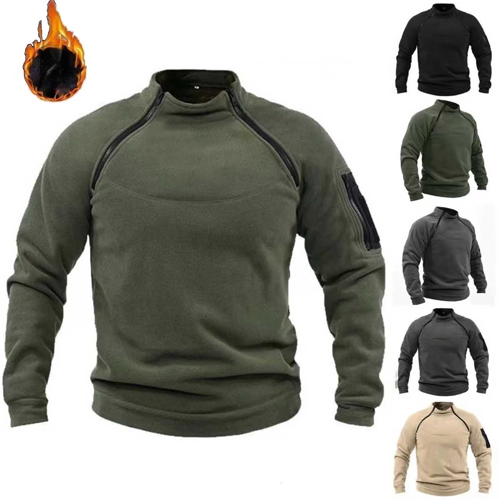 Mens Polar Fleece Jacket Lightweight Pullover Tactical Hoodie Breathable Outdoor Sportswear Hiking Camping Military Sweater Top W251209