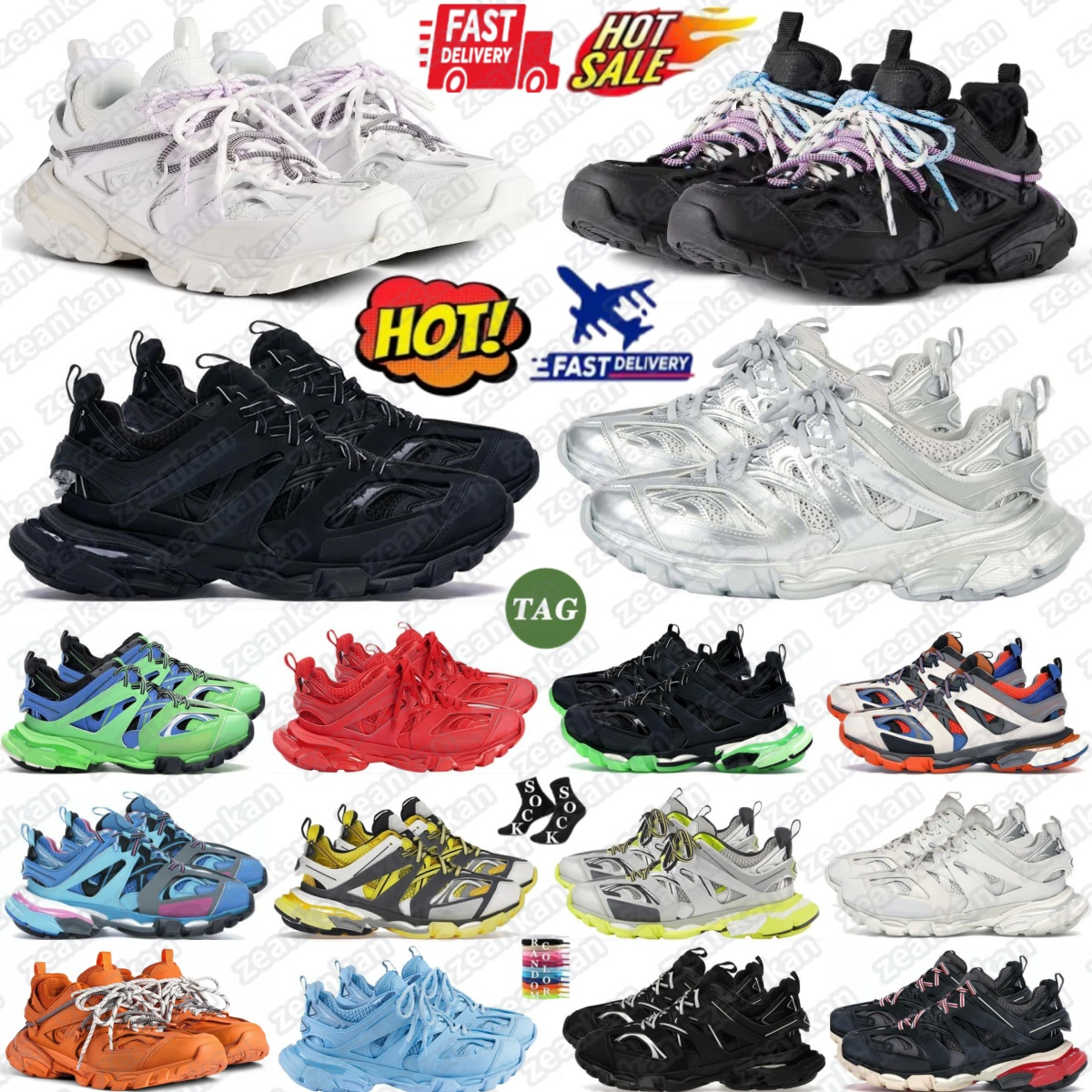 Track 3.0 tracks 3 designer shoes sneakers trail laces trainers women men Black Orange red White leather free sliver multi pink clear Grey Green-image-983575534